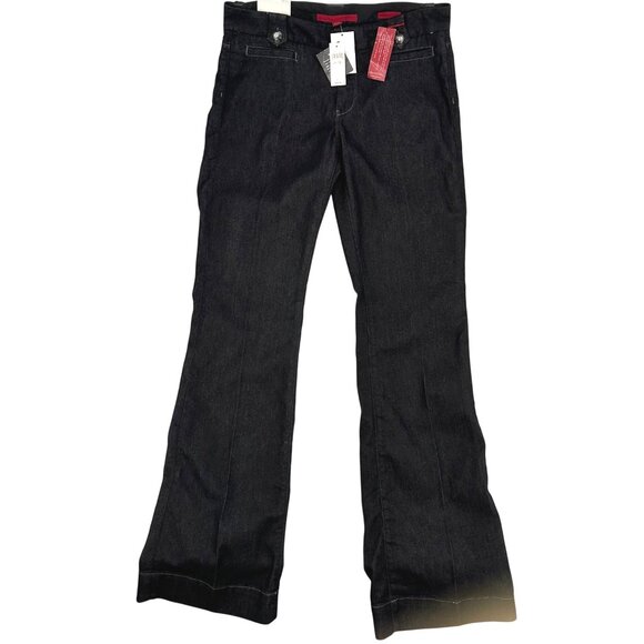 NWT Banana Republic Womens Black Mid Rise Flared Trouser Jean Sz. 31/12L - Picture 2 of 12